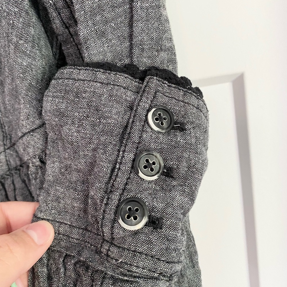 Free People Gray Ruffle Blazer Jacket Small - Picture 9 of 14